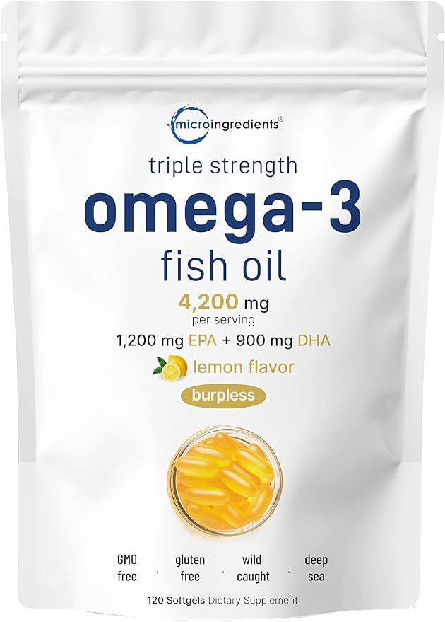 Micro Ingredients Vitamin D3 5,000iu + K2 100mcg Softgels & Omega-3 Fish Oil 120 Softgels Bundle 2 Pack | Essential Sunshine Vitamins | Wild-Caught Fish, Lemon Flavored, Burpless