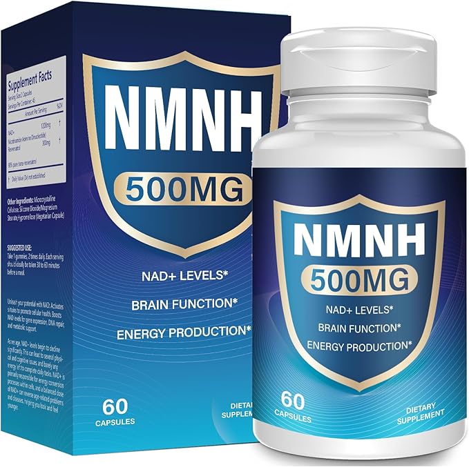 NMNH Supplement Alternative -NMNH (Dihydronicotinamide Mononucleotide), 500mg per Serving, Boost NAD+ Levels (More Effective Than Nicotinamide Riboside) for Anti Aging, Energy, Focus - 60 Capsule