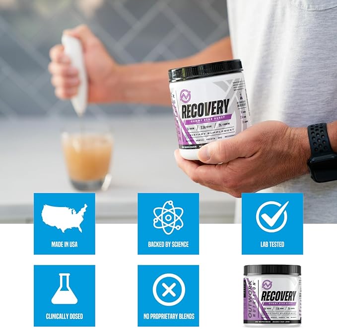 Outwork Nutrition Recovery Drink - Post Workout Recovery Powder & Creatine Monohydrate Muscle Builder for Men & Women - Creatine for Men & Women - After Workout Drink - Gummy Bear Burst, 230 Gr