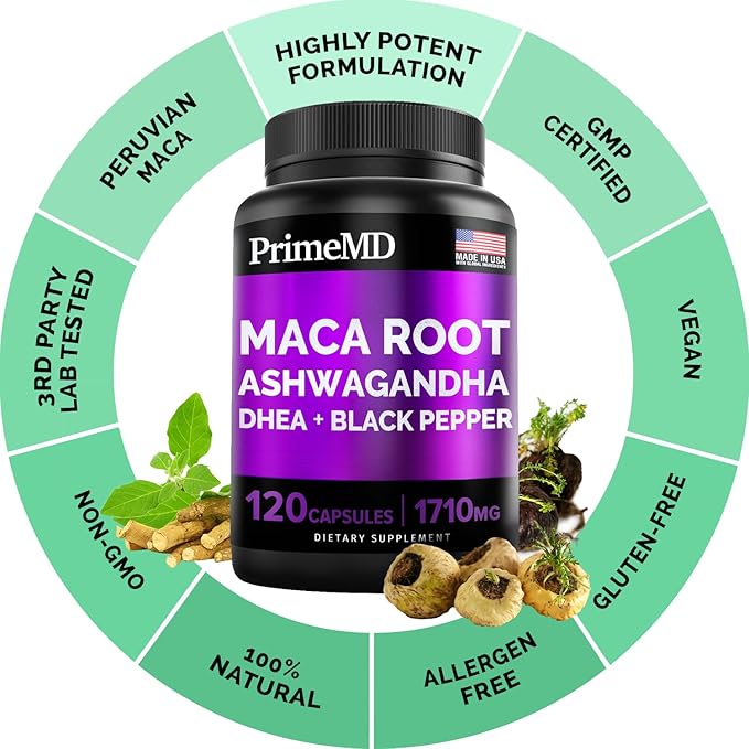 5-in-1 Ceylon Cinnamon w Apple Cider Vinegar, Turmeric, & Ginseng Root (120ct) & 6-in-1 Maca Root Ashwagandha w DHEA & Black Pepper Fruit (120ct) Bundle - Energy, Mood, & Immune Support Supplement