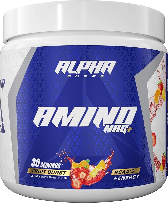 Amino NRG+ BCAA Amino & Energy Recovery Powder - Hydration Blend with Electrolytes - Focus Blend for Optimal Performance Support in Men & Women (30 Servings, Fruit Burst)