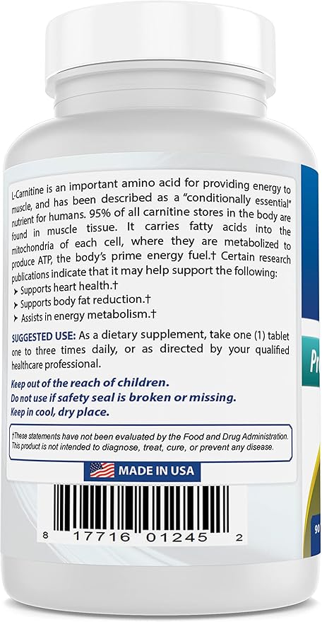 Best Naturals L-Carnitine Tartrate 500 mg 90 Tablets (90 Count (Pack of 3))