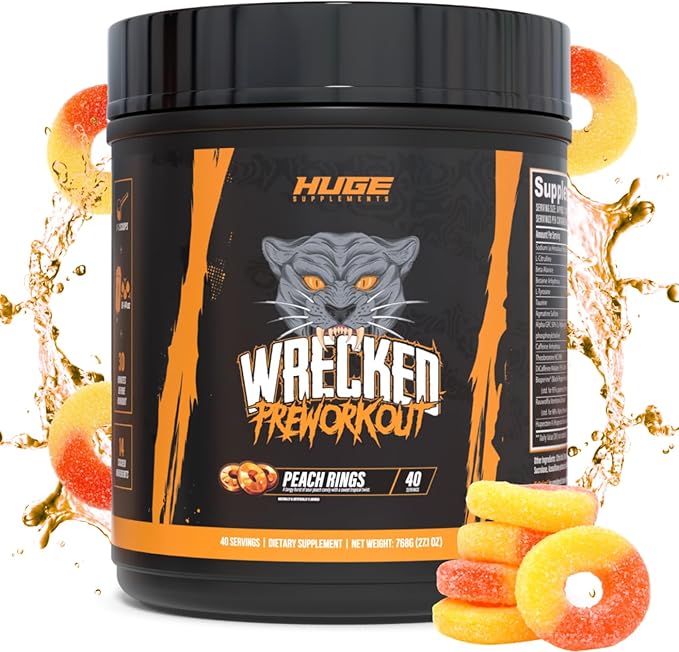 Wrecked Pre Workout Powder, Advanced Formula, Boosts Energy, Focus, Pumps & Performance, 10g L-Citrulline, 6.4g Beta Alanine, 5g Tyrosine, 1g Alpha GPC, 375mg Fast-Acting Caffeine & More (40 Servings)