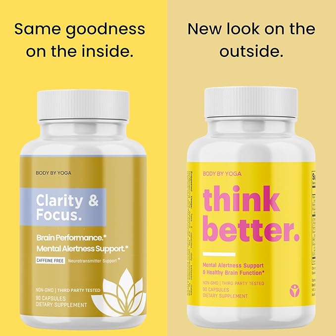 Think Better - Caffeine Free Brain Fog Supplements for Women and Men | Brain Vitamin for Memory and Focus | Natural Nootropics Focus Supplement for Focus, Energy, and Clarity