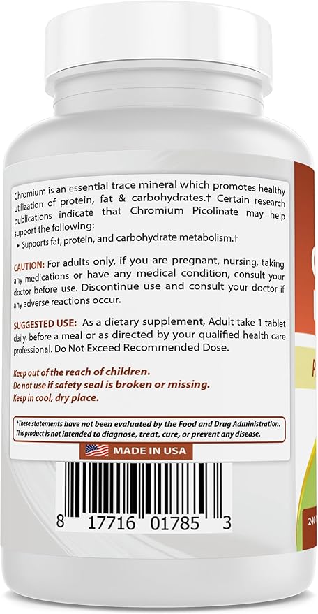 Best Naturals Chromium Picolinate 1000 mcg 240 Tablets