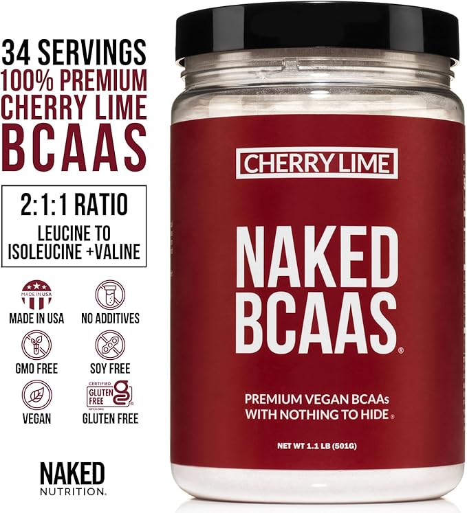 NAKED Cherry Lime BCAAs Amino Acids Powder, 100% Pure 2:1:1 Formula, Vegan Branched Chain Amino Acids, Instantized All Natural BCAA Powder Supplement - 501 Grams, 34 Servings