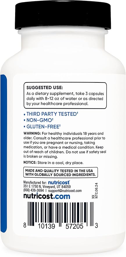 Nutricost Nitric Oxide Booster (2250mg) 90 Capsules - Gluten Free, Non-GMO, 750mg Per Casule, 30 Servings