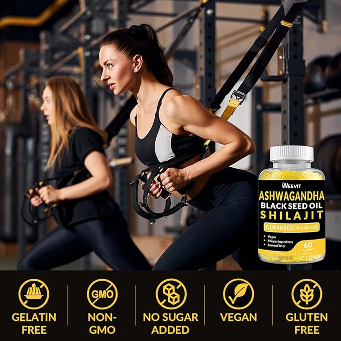 Ashwagandha Gummies, Shilajit Black Seed, Sea Moss, Maca Root, Turmeric, All in One Supplement