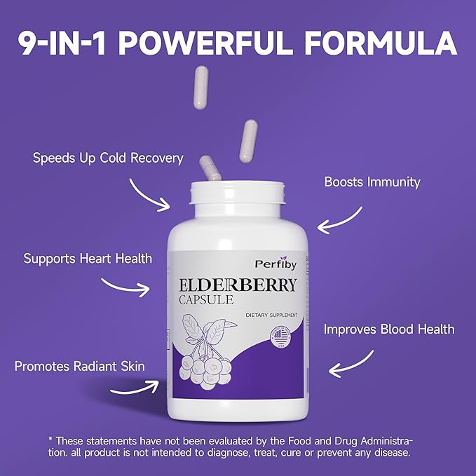 Elderberry Capsule with Magnesium and Vitamin C, D3 & Zinc - Immune Support Supplement for Adults, 120 Capsules, 60-Day Supply