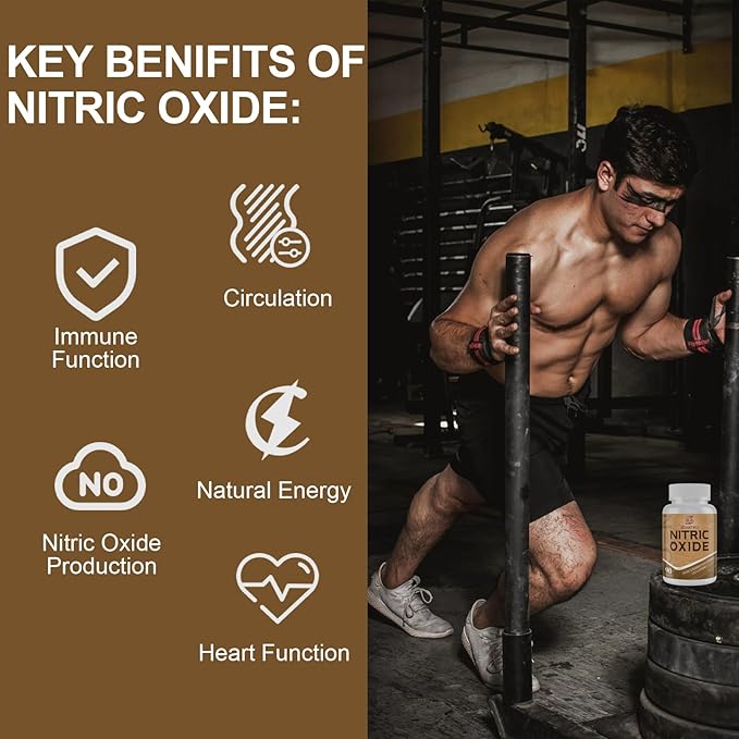 Nitric Oxide Supplement, Nitric Oxide Booster & 6-in-1 Phytonutrient Blend for Heart, Circulation, Immune - 90 Capsules (1 Bottle)