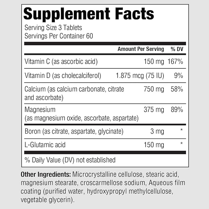 PureFormulas Calcium + Magnesium - Gluten Free Supplement Supports Bone Health & Overall Wellness with Magnesium Calcium Vitamin C Vitamin D & Boron, Allergen Friendly Non-GMO 180 Tablets