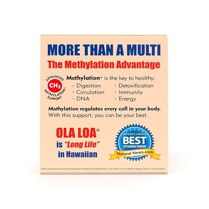 Ola Loa Energy Orange Multi Vitamin Drink Mix - Amino Energy Powder, Gluten Free, Detox, Dairy Free, Caffeine Free - Drink Your Vitamins for the Rigors of Daily Life - 30 Packets (8.25oz)
