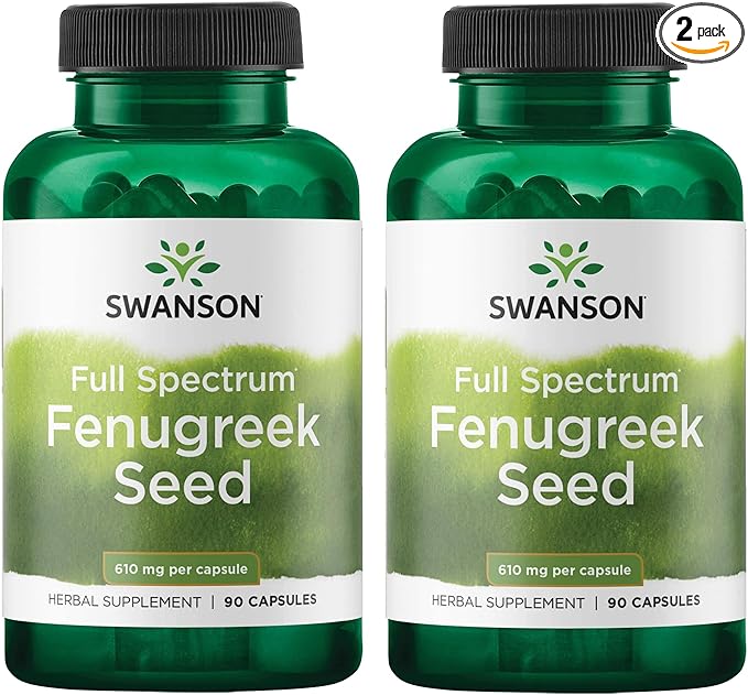 Swanson Full Specturm Fenugreek Seed - Herbal Supplement - (610 Milligrams 90 Capsules) (2 Pack)
