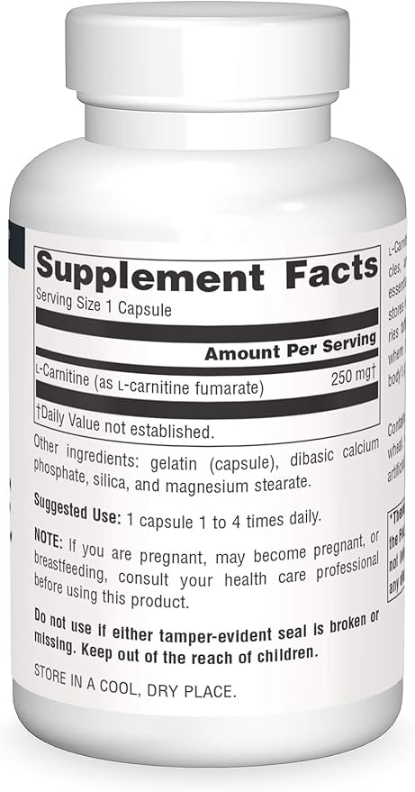 Source Naturals L-Carnitine, Metabolic Energy*, 250mg - 120 Capsules