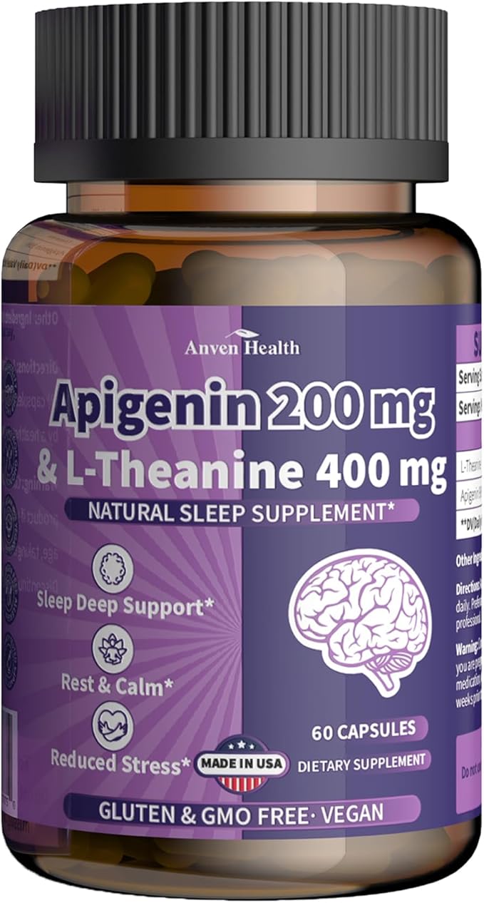 100 Billion Probiotics for Gut & Immune Health + Apigenin 200mg with L-Theanine 400mg for Relaxation & Stress Support | 27 Strains, Vegan, Non-GMOไธจ120Caps + 60 Veggie Caps