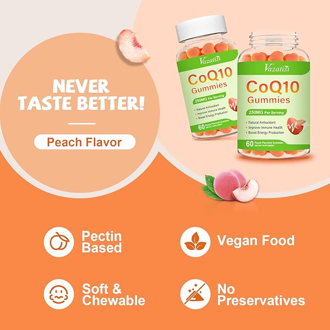 2 Pack CoQ10 Gummies, Plus Omega-3, Magnesium, Vitamin B12 for Brain & Antioxidant, 5X Better Absorption Coenzyme Q10 Supplement - 120 Cts