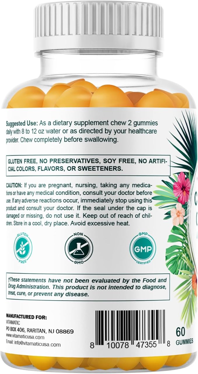 Vitamatic 2 Packs Hydrolyzed Collagen Gummies with Vitamin C, Zinc and Biotin, 200 mg - 60 Gummies (Total 120 Count)
