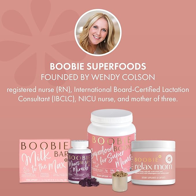 Boobie Relax Mom, Stress Support Supplement | Lactation Approved | Mood and Energy Support with Ashwagandha & L-Theanine, 60 Capsules