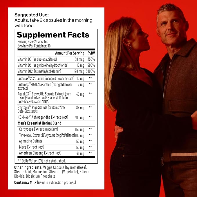 Mdrive Men's Daily Performance Complex Support Supplement for Men - Ashwaghanda, Tongkat Ali, Ginseng, Maca & Vitamin D, 60 Capsules, 30 Day Supply