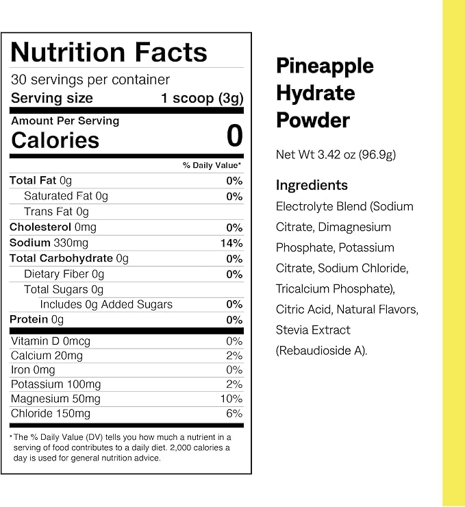 UCAN Hydrate Electrolyte Drink Mix (Pineapple, 30 Servings) Sugar-Free, Keto-Friendly, Vegan, Non-GMO, Gluten-Free Electrolyte Powder with Potassium & Magnesium for Runners & Athletes