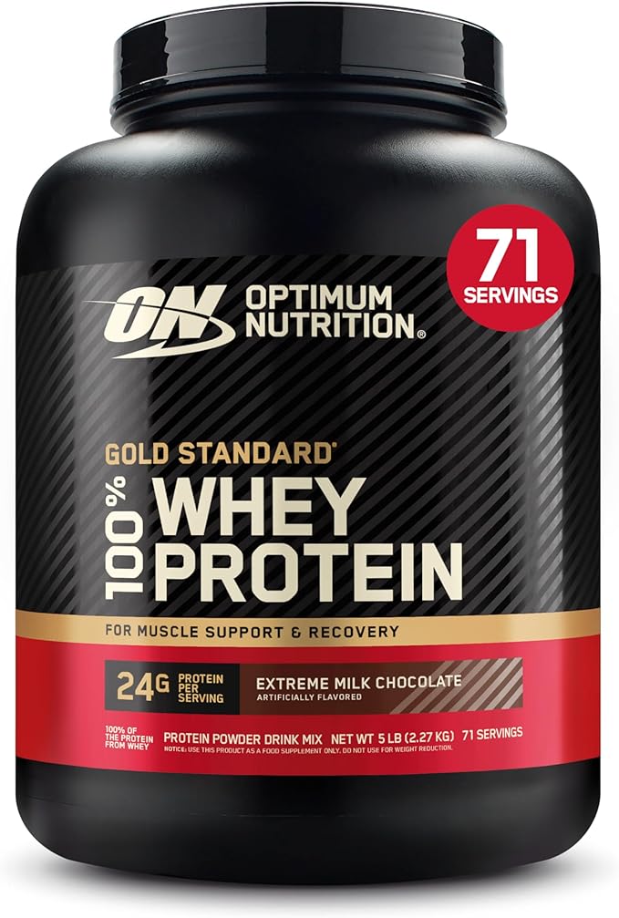 Optimum Nutrition Gold Standard 100% Whey Protein Powder, Extreme Milk Chocolate, 5 Pound (Packaging May Vary)
