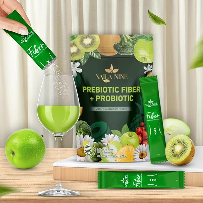 Prebiotic Fiber Supplement Powder Apple and Kiwi Flavour Pack of 15 Sachets