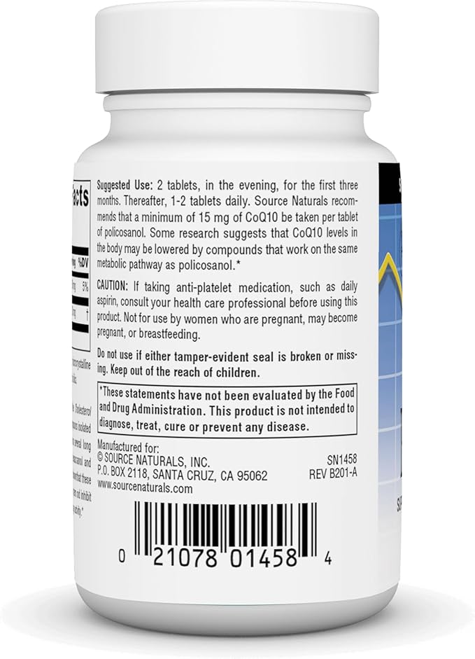 Source Naturals Policosanol Supports Cardiovascular Health*, 10 Mg -120 Tablets