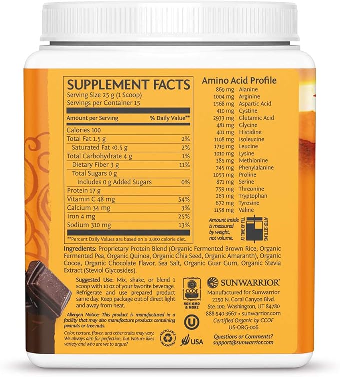 Clean Vegan Protein Powder Chocolate | Organic Protein Powder Plant Based Formula with 5 Superfood Blend Sprouted & Fermented | Non-GMO Low Carb Soy Dairy & Gluten Free (Chocolate, 15 Servings)
