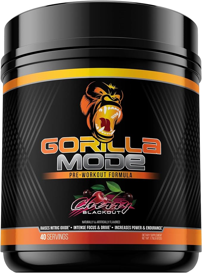 Gorilla Mind Pre Workout - Massive Pumps Laser Focus Energy Power - L-Citrulline, Creatine, L-Tyrosine, Betaine, Hydroprime, Alpha-GPC, 400mg Caffeine, Huperzine A - 812g (Cherry)