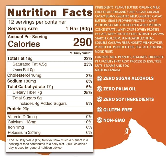 BARS - Chocolate Peanut Butter Crunch - Natural - Grass-Fed Whey - 20G Protein - Non-GMO - Gluten Free (12 Bars)