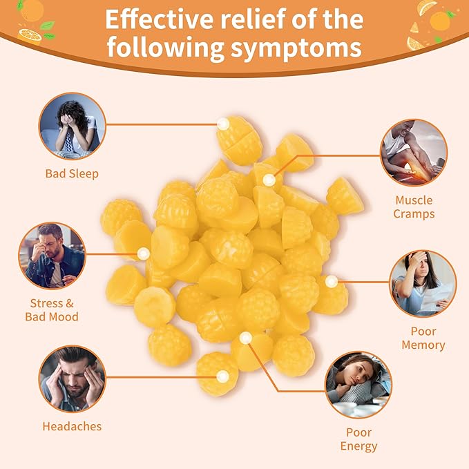 Magnesium Glycinate Gummies 1000mg - Sugar Free Magnesium Potassium Supplement with Vitamin D, B6, CoQ10 for Calm Mood & Sleep Support - 60 Orange Gummies -1 Pack