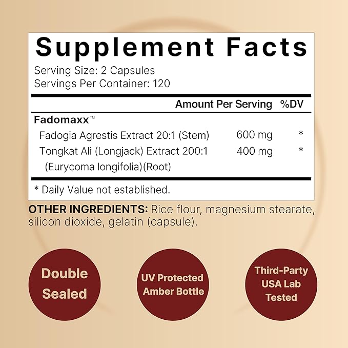NatureBell Fadogia Agrestis 600mg with Tongkat Ali 400mg, 240* Capsules | 20:1 Fadogia Stem Extract & Indonesia Tongkat-Ali (Longjack) Root Extract – Max Strength Herbal Supplement – Non-GMO