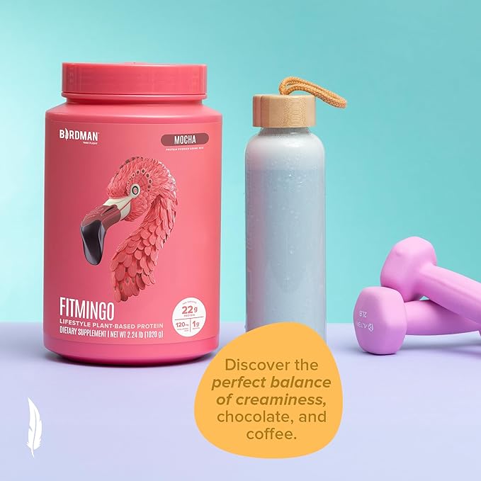 Fitmingo Vegan Protein Powder with Inositol, Collagen Boosters, Hyaluronic Acid and Vitamins | Low Carb, Dairy Free, Low Calorie | 22g Plant Based Mocha Protein Powder with Myo-Inositol