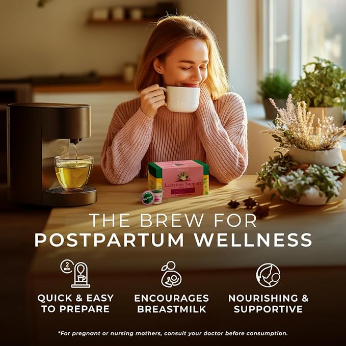 Gya Tea Co Lactation Support Herbal Tea Pod (16 ct) - Breastfeeding Get Well Tea Gifts for Mom Rich in Fenugreek & Milk Thistle Seed & Fennel for Increasing Breast Milk & Digestion Health