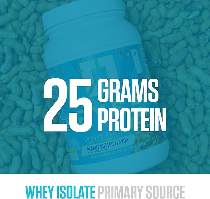 Ryse Loaded Protein Powder - Skippy Peanut Butter - 25g Whey Protein Isolate & Concentrate with Prebiotic Fiber & MCTs - Low Carb, Low Sugar, Digestive-Friendly - 27 Servings / 2 lb Tub