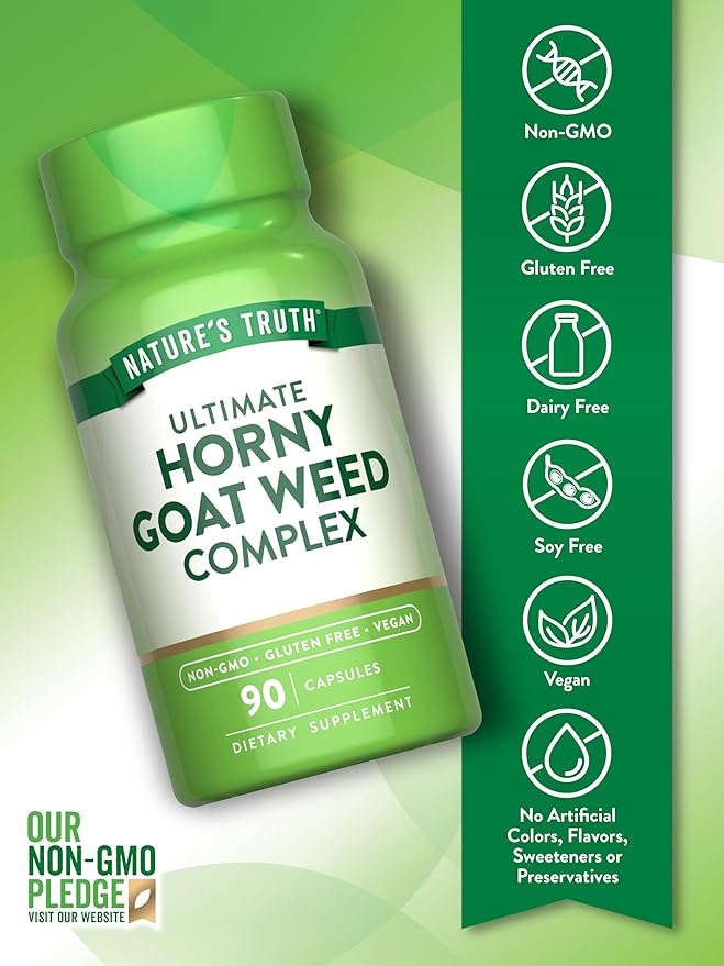Nature's Truth Horny Goat Weed Complex | 90 Capsules | with Maca Root | Vegan, Non-GMO & Gluten Free Herbal Supplement