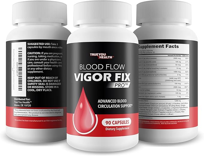 Blood Flow Vigor Fix Pro - Our Best Blood Flow Supplement for Men - Poor Circulation Supplements - Blood Circulation Supplements for Men to Increase Blood Flow - Healthy Blood Flow - Men Blood Flow