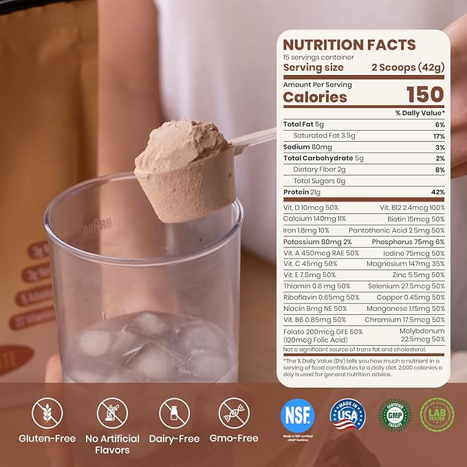 UpNourish Chocolate Vegan Protein Powder 54 Superfoods Powder,1.5 Billion CFU Probiotics 21g Plant Based Protein,No Sugar No Dairy No GMO Dairy Free,Meal Replacement Shake Keto-Friendly Low-Carb Diet,15 Servings