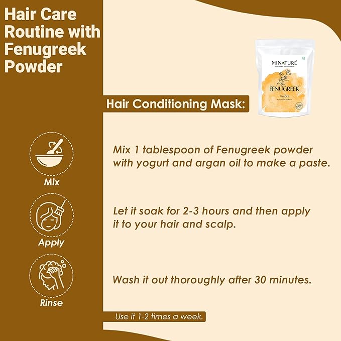 Mi Nature Fenugreek Powder - 100% Natural Trigonella Foenum Seeds - Bulk Pure Methi Powder for Cooking, Hair and Skin Care - 1kg (35.27oz) Resealable Pouch