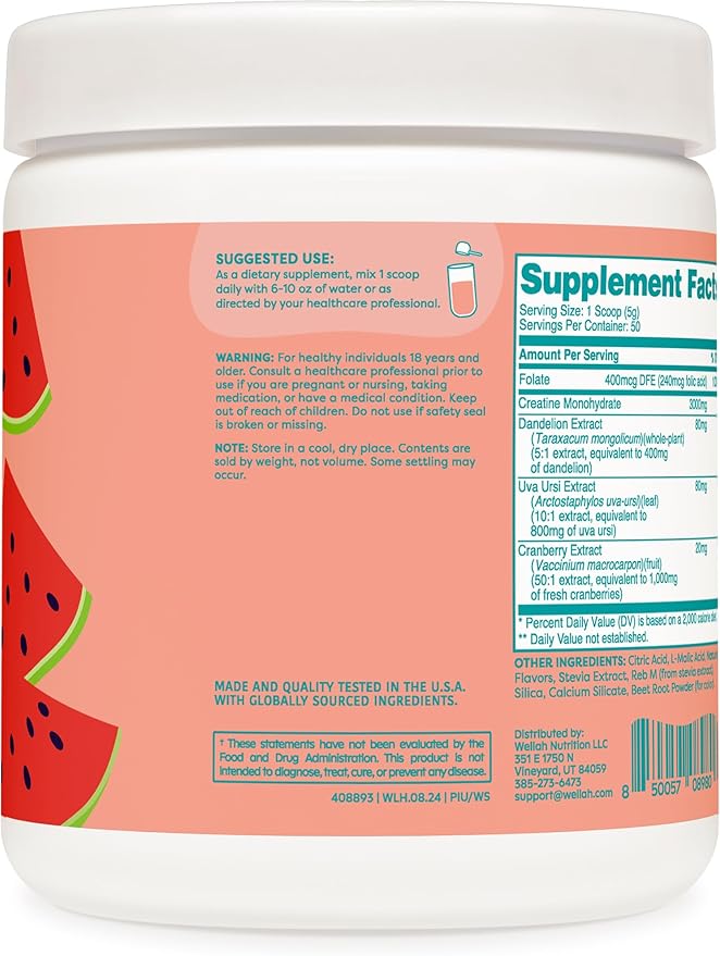 Pump-It-Up Creatine (50 Servings, Watermelon Slush) - Creatine Monohydrate with Dandelion, Uva Ursi, & Cranberry Extract