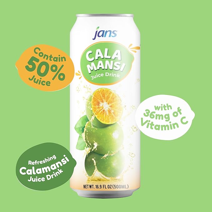Calamansi Juice with Pulp, 16.9 oz (Pack of 12) JANS | From 100% Pure Calamansi Extract | NO Sugar Added, NOT From Concentrate, Good Source of Vitaminc C, Refreshing Taste of the Tropics