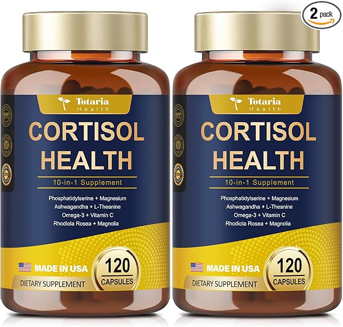 Cortisol Supplement with Ashwagandha,Magnesium,Rhodiola Rosea,L Theanine,Hormone Balance for Women Mood, Focus, Sleep Support 120 Vegan Capsules (Pack of 2)
