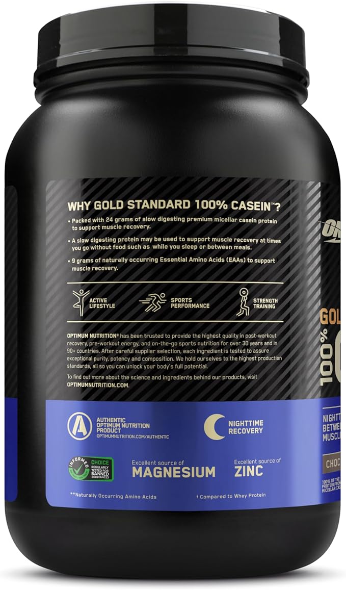 Optimum Nutrition Gold Standard 100% Micellar Casein Protein Powder, Slow Digesting, Helps Keep You Full, Overnight Muscle Recovery, Creamy Vanilla, 1.81 Pound (Packaging May Vary)