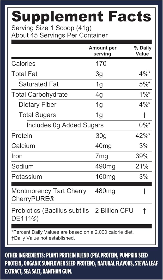 Vega Sport Vegan Protein Powder + Recovery - 30g Plant Based Protein per Serving, Vanilla, 45 Servings, 5g BCAAs, Probiotics, NSF Certified, For Shakes & Smoothies, 4.1lbs (Packaging May Vary)