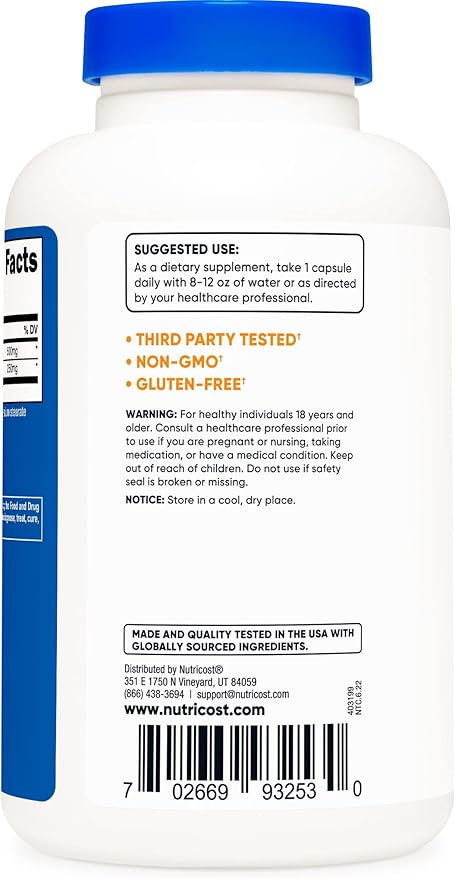 Nutricost L-Arginine L-Ornithine 750mg; 180 Capsules (3 Bottles)