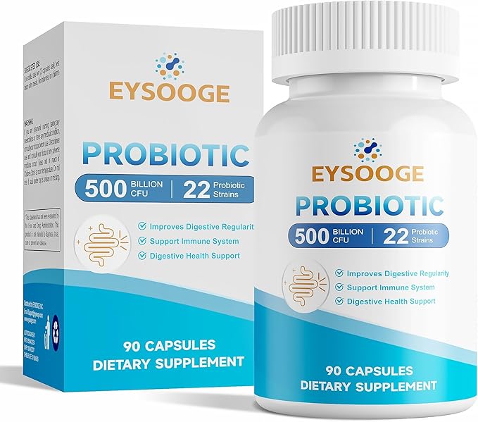 Probiotics for Women and Men, 500 Billion CFU, 22 Strains + Organic Prebiotics, Daily Probiotics for Digestive, Immune, & Gut Health - 90 Capsules