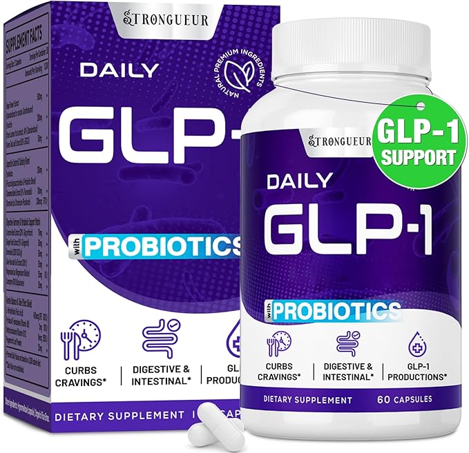 GLP-1 Supplement, 16 in 1 Natural GLP-1 Support, with Probiotic, Hops Extract & Eriocitrin, GLP1 Supplement for Women & Men, GLP1 Probiotics for Digestion, Gut & Metabolism - 30 Days Supply (60 Caps)