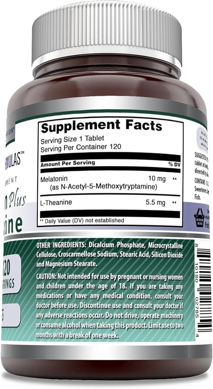 Amazing Formulas Melatonin Plus L-Theanine Supplement | 15.5 Mg per Serving | 120 Tablets | Non-GMO | Gluten-Free | Made in USA