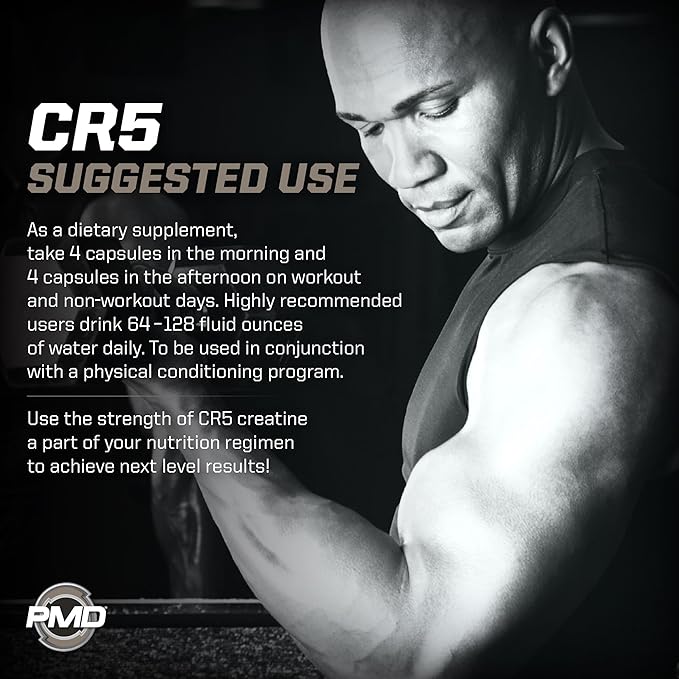 PMD Sports CR5 Professional Creatine Complex - Improved Recovery, Reduce Soreness, Lean Muscle Mass Gainer - Power 5 Creatine Blend for Strength, Endurance, and Recovery (240 Creatine Capsules)