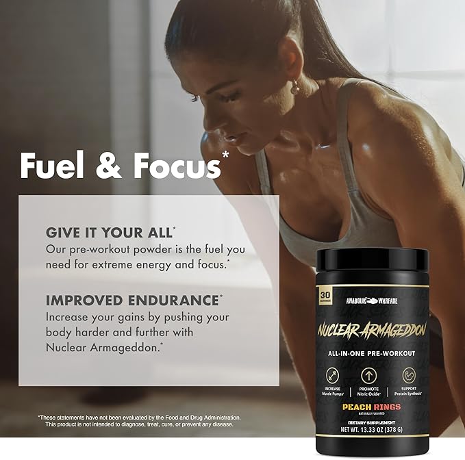 Anabolic Warfare Nuclear Armageddon Pre Workout Powder Pre-Workout for Men & Women with L-Citrulline, Beta Alanine Powder and Caffeine (Orange Juice - 30 Servings)